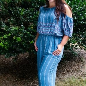 Spin USA | PLUS blue open back jumper romper